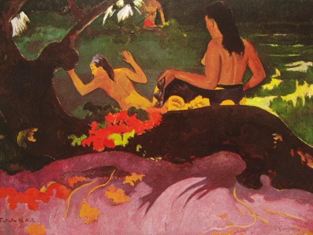 ゴーギャン、【ファタタ・テ・ミチ：海辺で】、希少な画集画、新品高級額 額装付