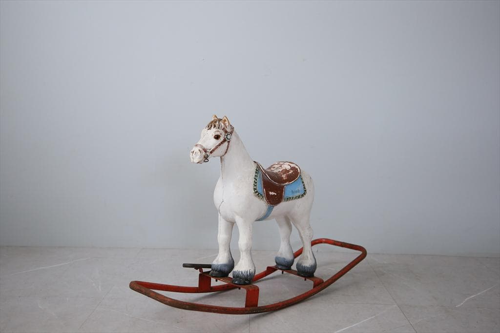 英国アンティークTriang製ロッキングホース/木馬/乗り物オブジェ(92-67
