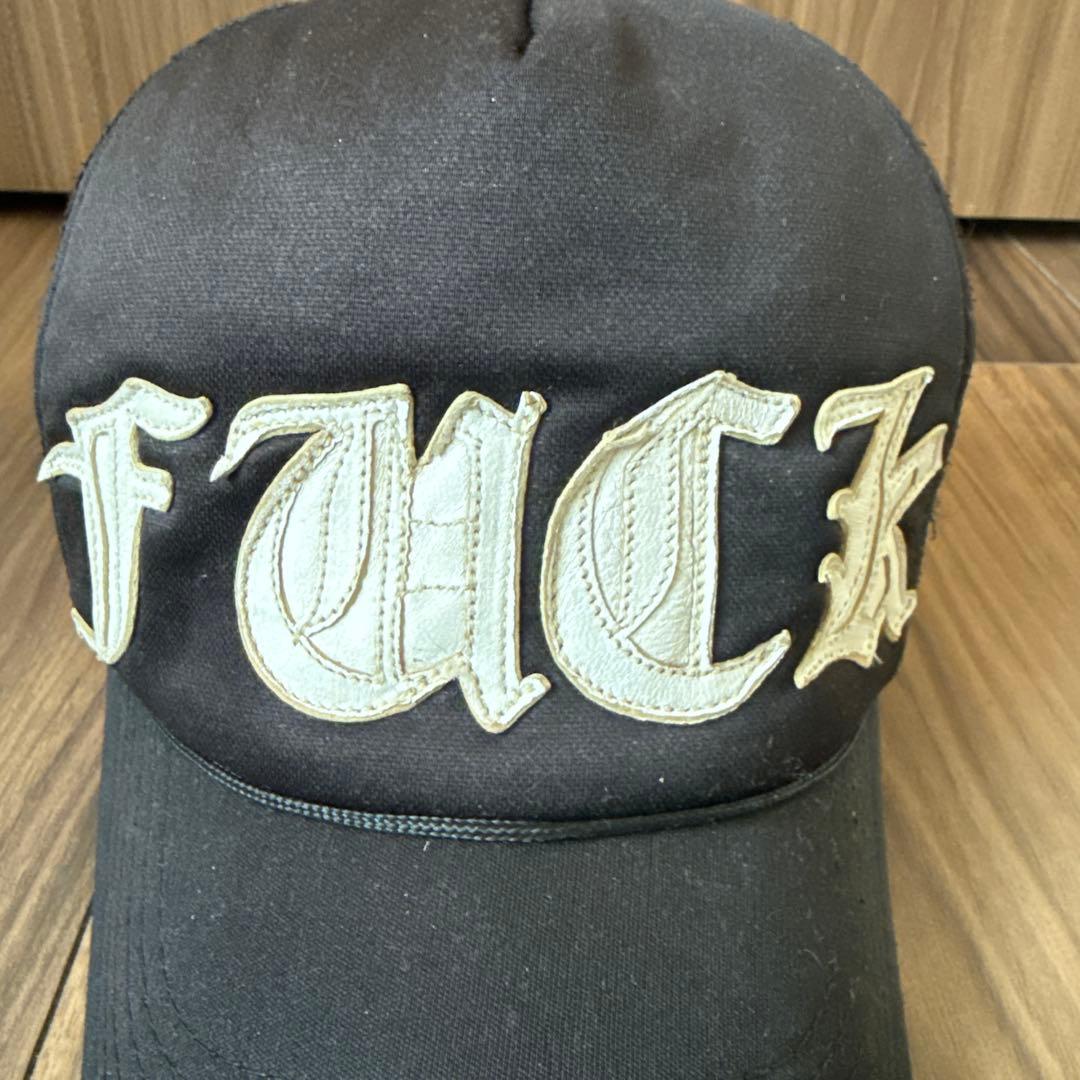 Chrome HeartsクロムハーツFUCKレザーパッチトラッカーキャップ帽子