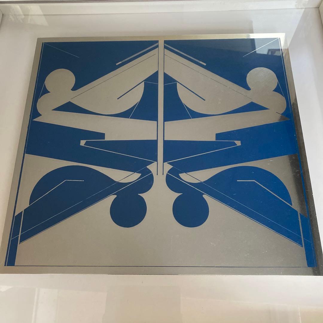 川島猛アート　アルミ作　BLUE and WHITE