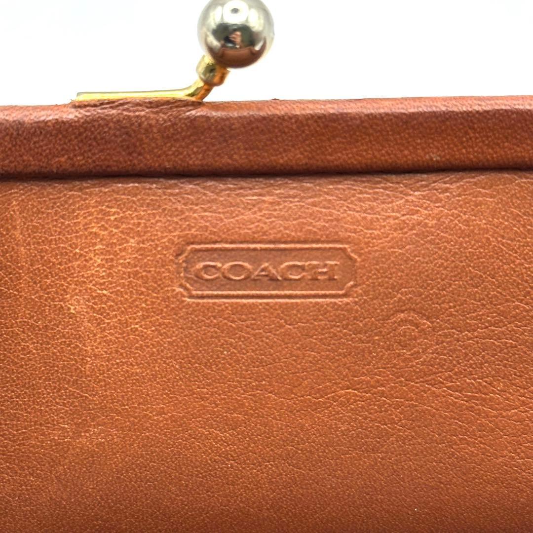 オールドコーチ ケース レザー がま口 ブラウン