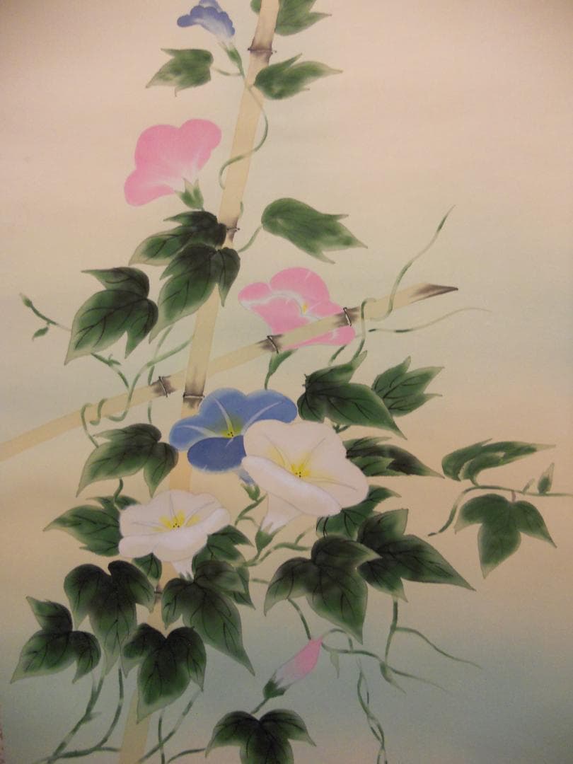 掛け軸 契雪 朝顔 絹本 希少 軸装 茶道具 掛軸 美品 です。