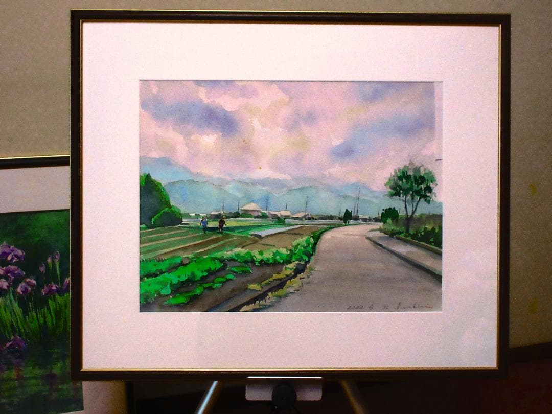 水彩画 (田園風景）