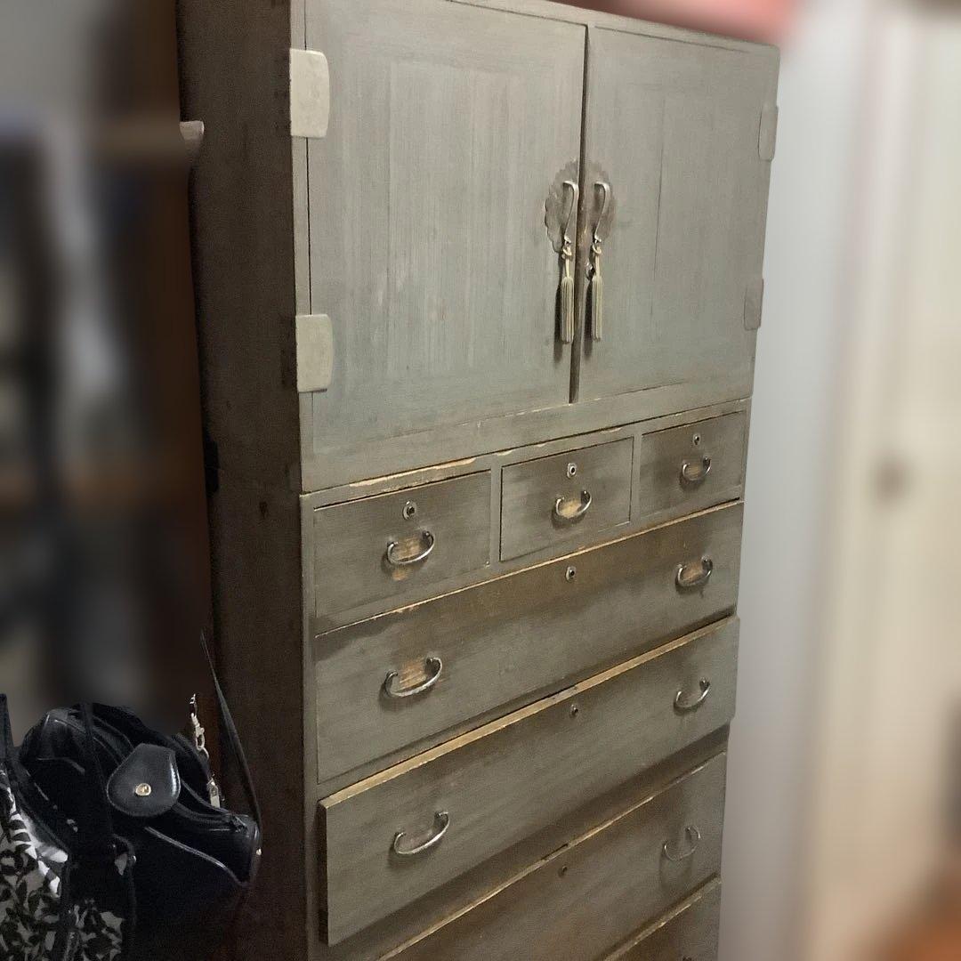 昭和レトロ　箪笥　タンス　ヴィンテージ　アンティーク　時代物　彫刻