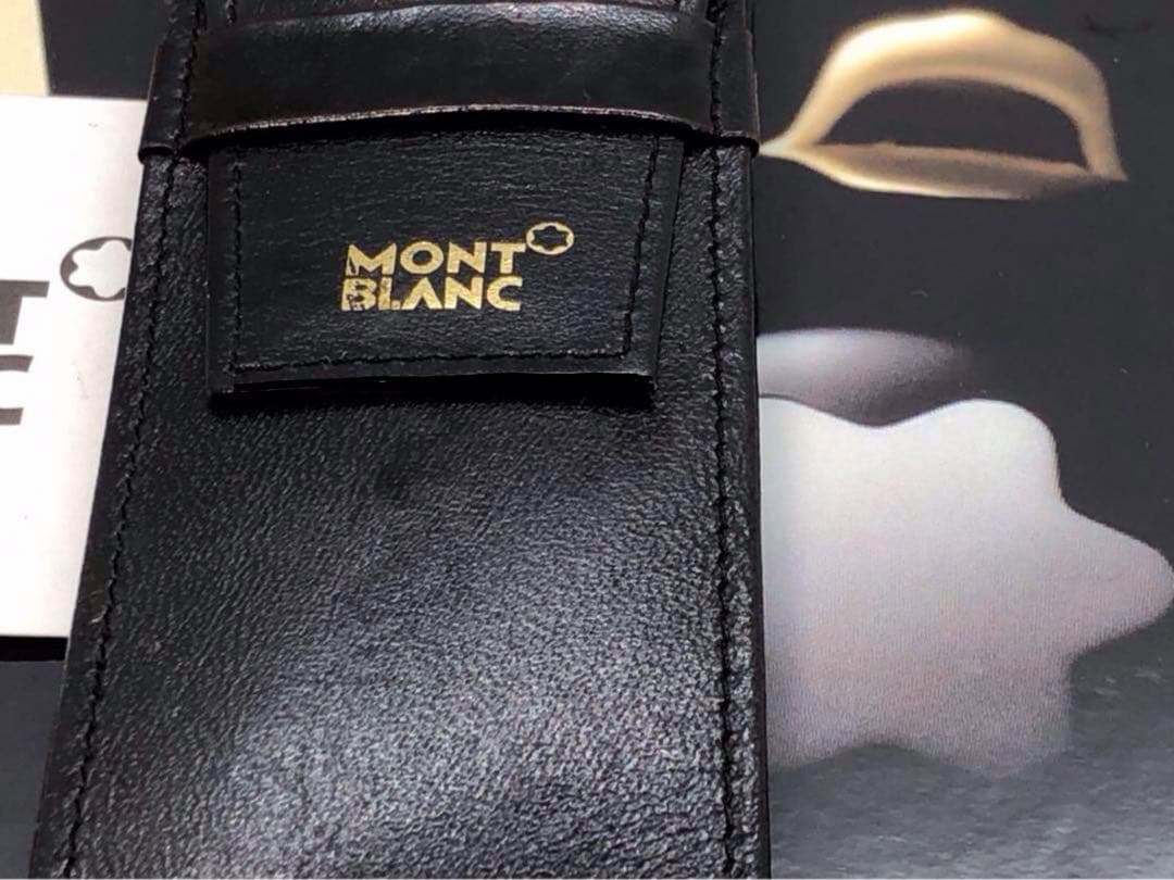 レアで貴重なヴィンテージCLASSIC漆黒本革ペンポーチ美品2本差し★モンブラン