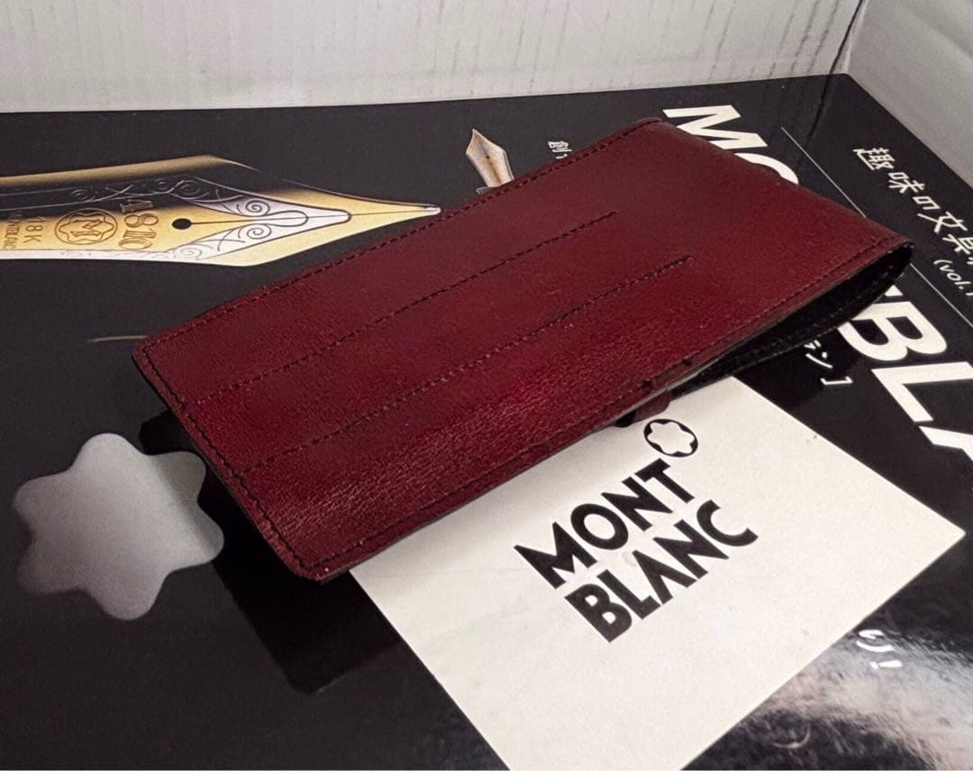 モンブラン　⭐️極上保管ボルドー美品⭐️ヴィンテージ本革セパレート型ペンポーチ3本差