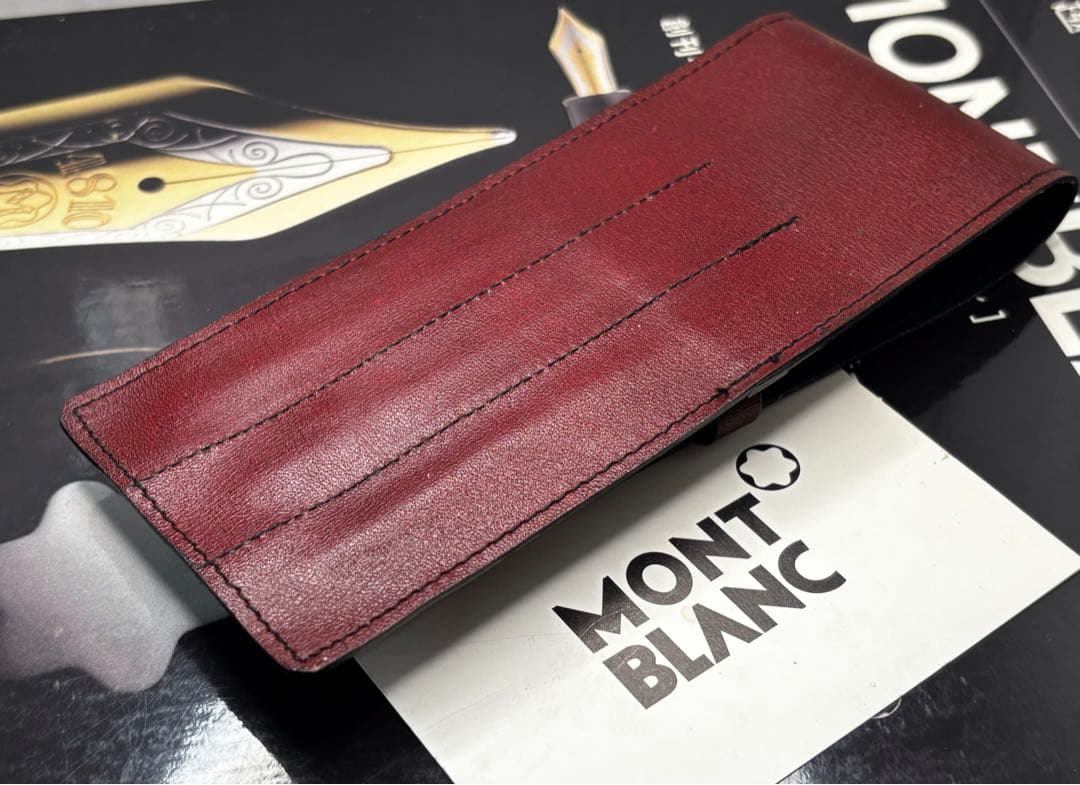 モンブラン　⭐️極上保管ボルドー美品⭐️ヴィンテージ本革セパレート型ペンポーチ3本差