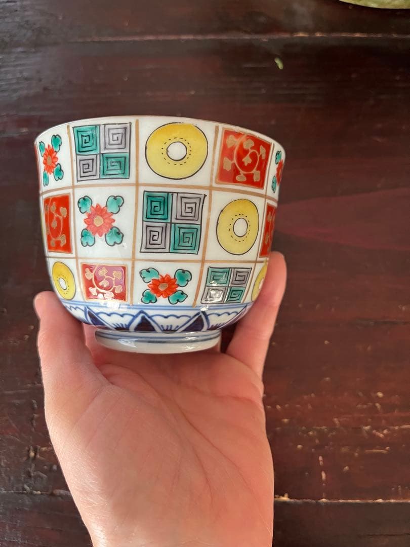 江戸後期　古伊万里　珍図　阿蘭陀文　大振そば猪口　蕎麦猪口　向付　石畳　本掲載