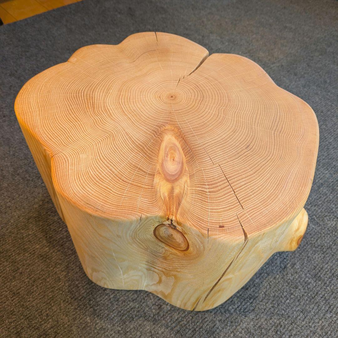 天然ヒバ　切り株　丸太　椅子　スツール　高さ約23.5cm