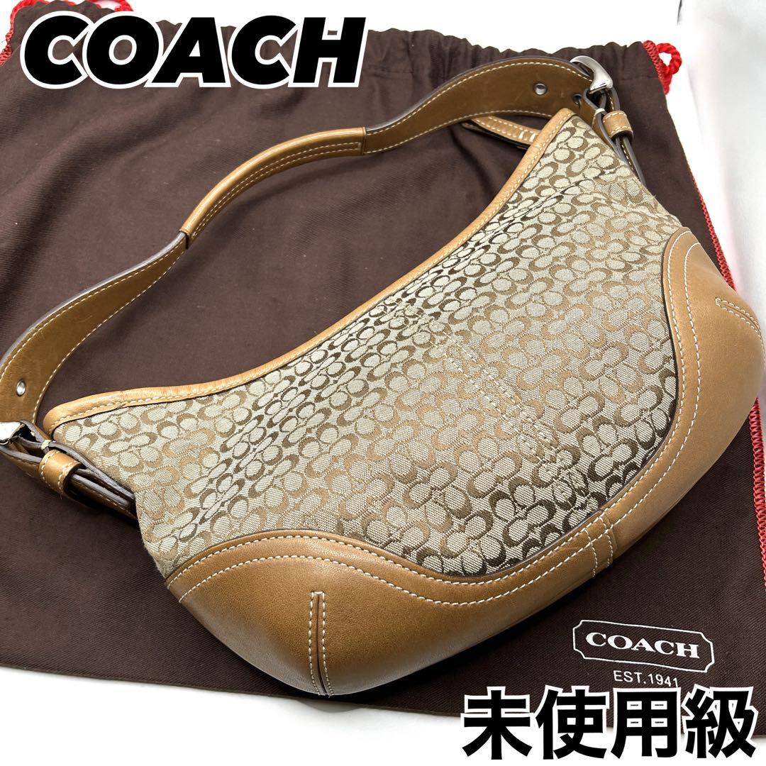 美品コーチ ミニ ホーボー ハンドバッグ シグネチャー Small Hobo