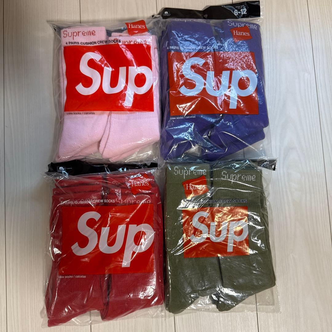 へ*ど様 Supreme Hanes 4足セット × 4色 ソックス 16足
