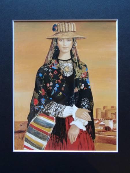 芝田米三、アビラのソンブレロ、希少な額装用画集より、新品高級額装付