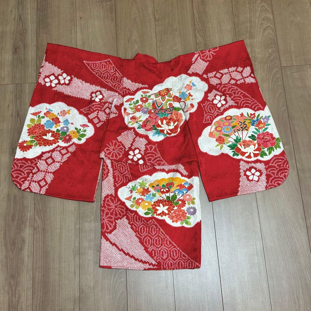3歳着物　七五三　正絹　絞り　お着物　長襦袢　セット