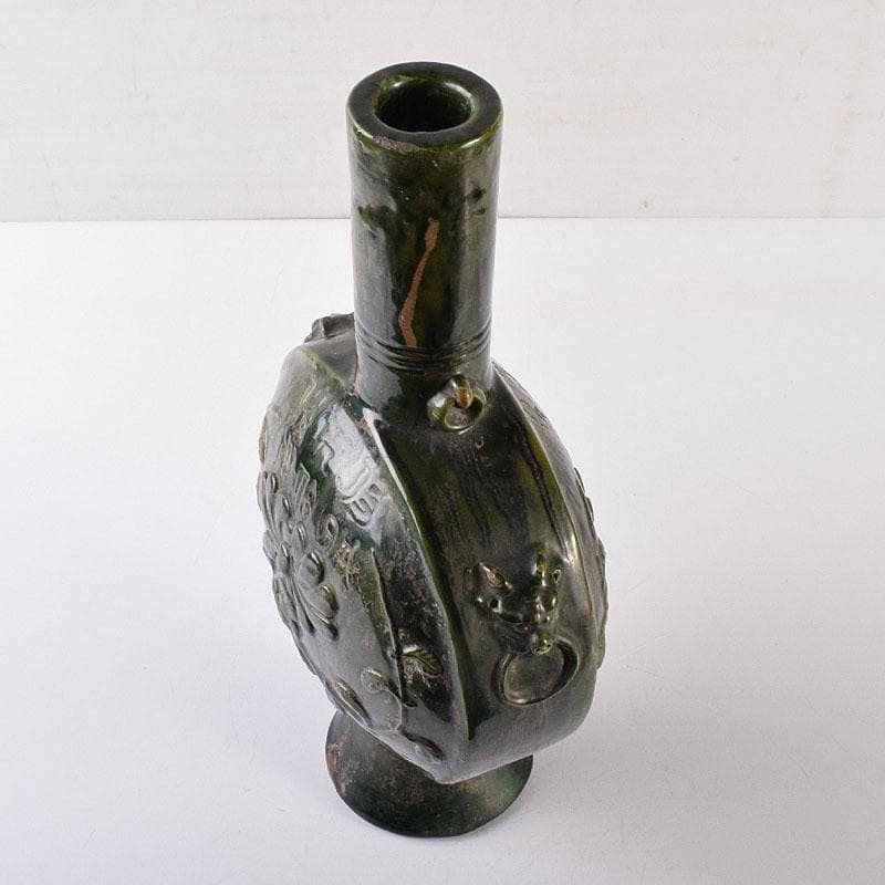 beach　刻花文　扁壷　花瓶　高さ約34cm　時代箱　V　R8628H