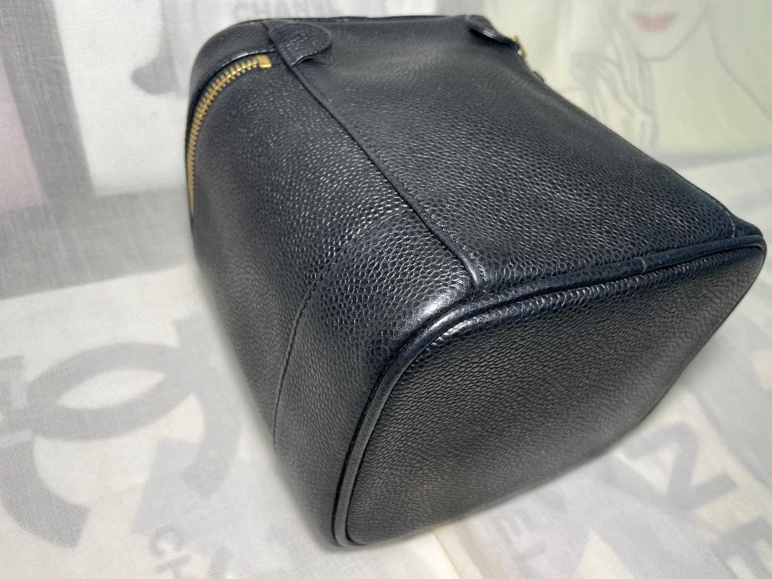 CHANEL　シャネル キャビアスキン ココマーク バニティ ヴァニティ　92