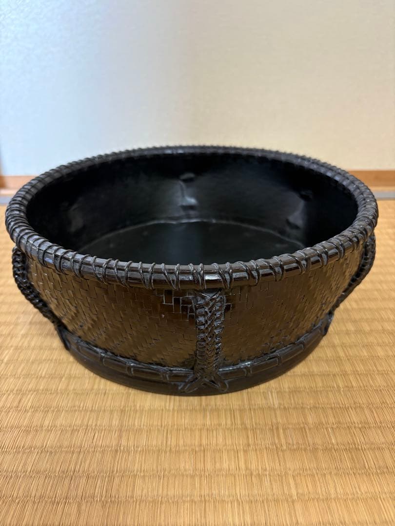 唐物炭斗　六角底丸　鱗司作　裏千家