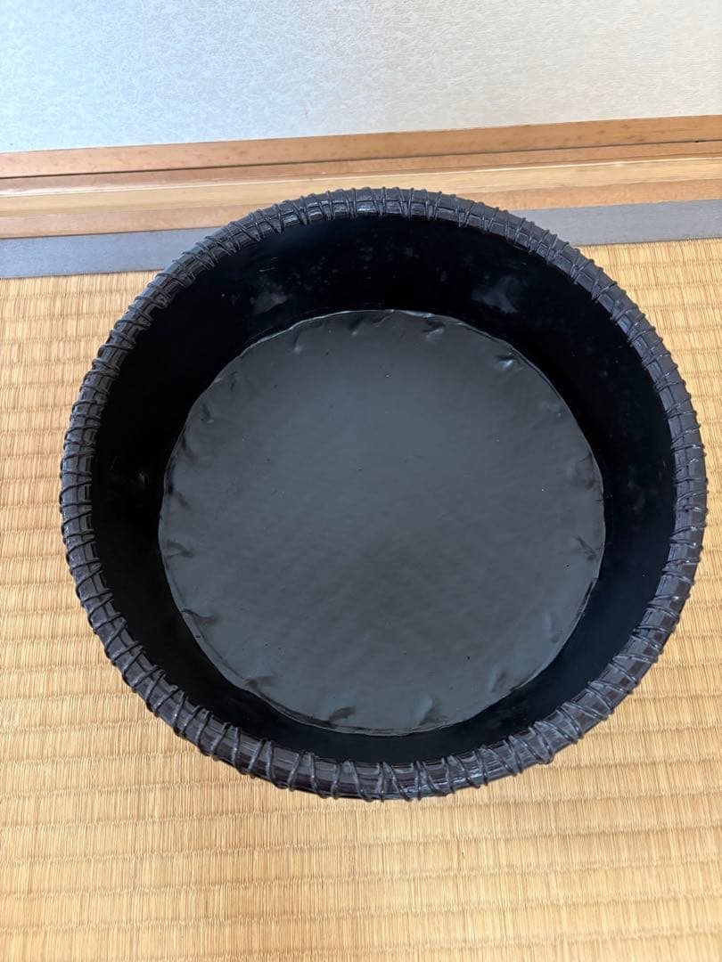 唐物炭斗　六角底丸　鱗司作　裏千家