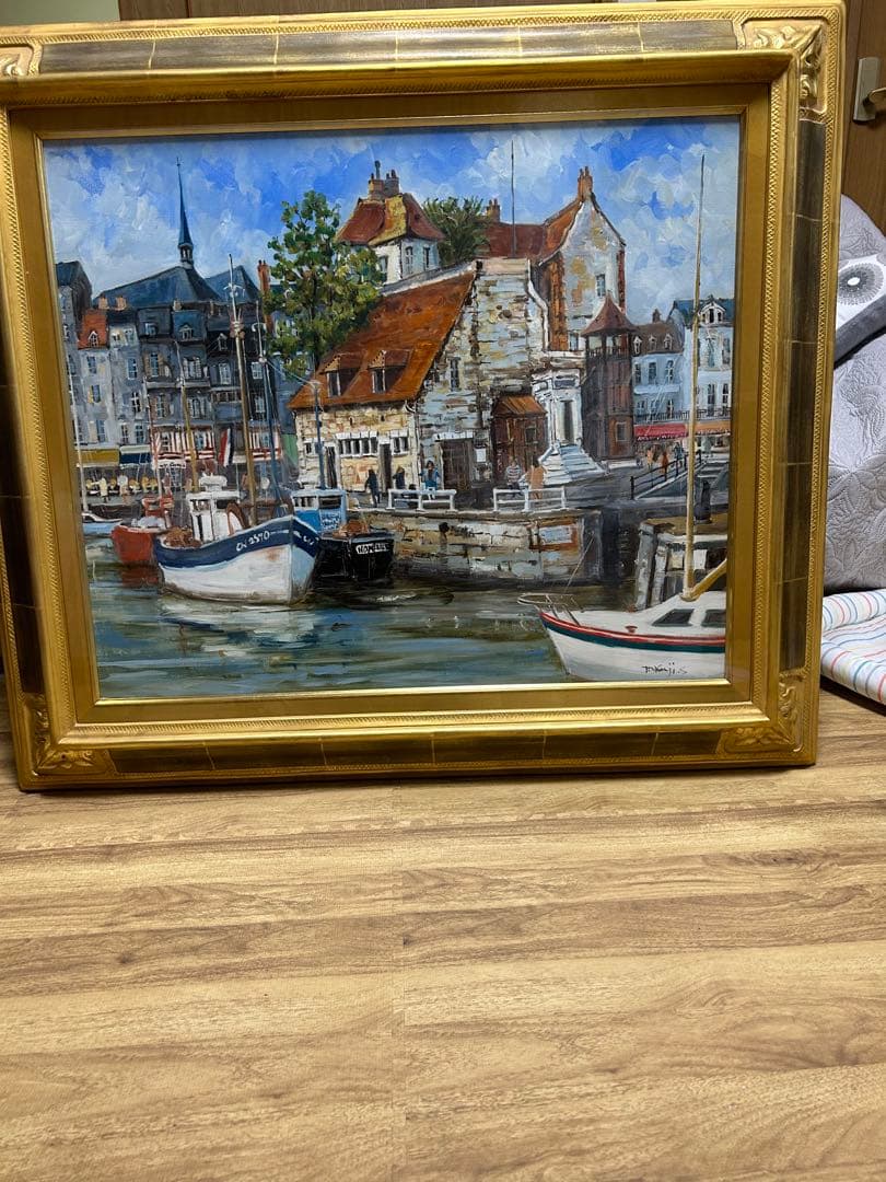 油彩絵画　関拓司　オンフルールの港