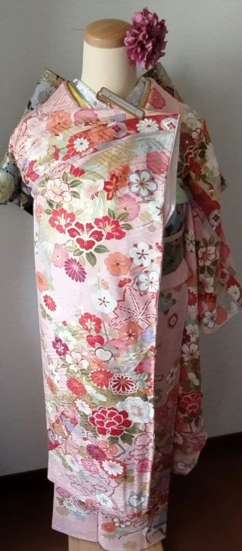 k様　441.花の妖精　振袖7点セット　正絹　フルセット　成人式　可愛いピンク