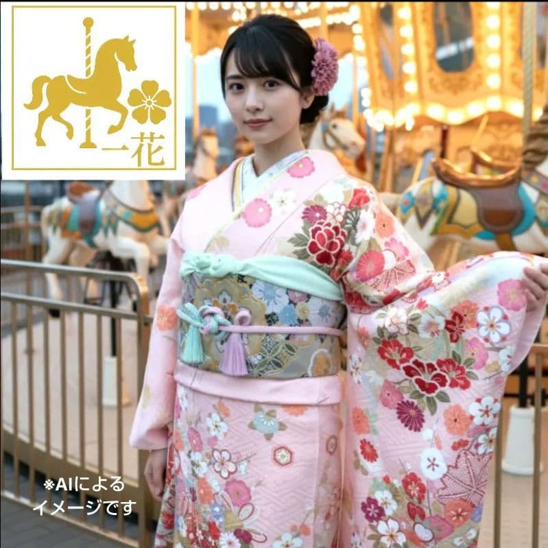 k様　441.花の妖精　振袖7点セット　正絹　フルセット　成人式　可愛いピンク