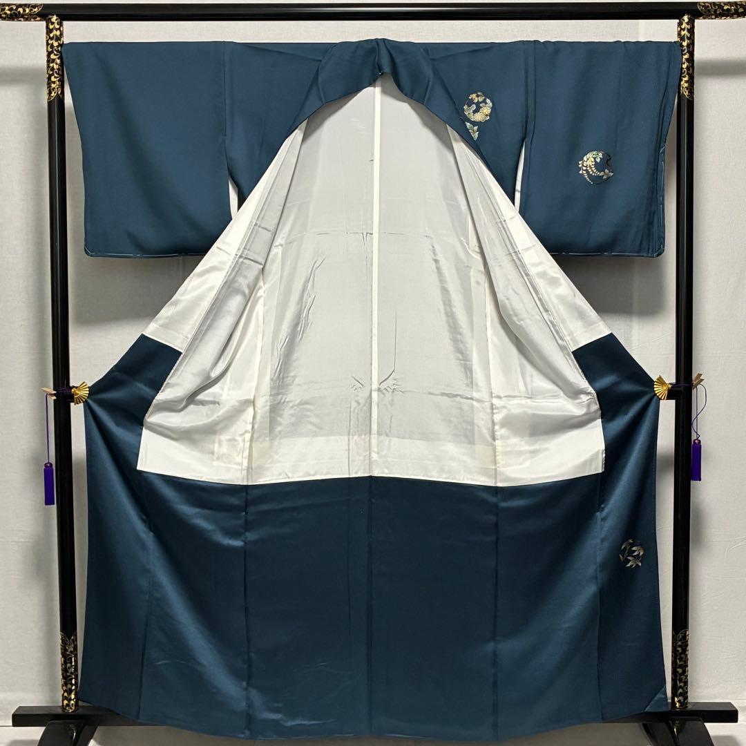 D62 訪問着 花模様 正絹 着物 袷 未使用極美品