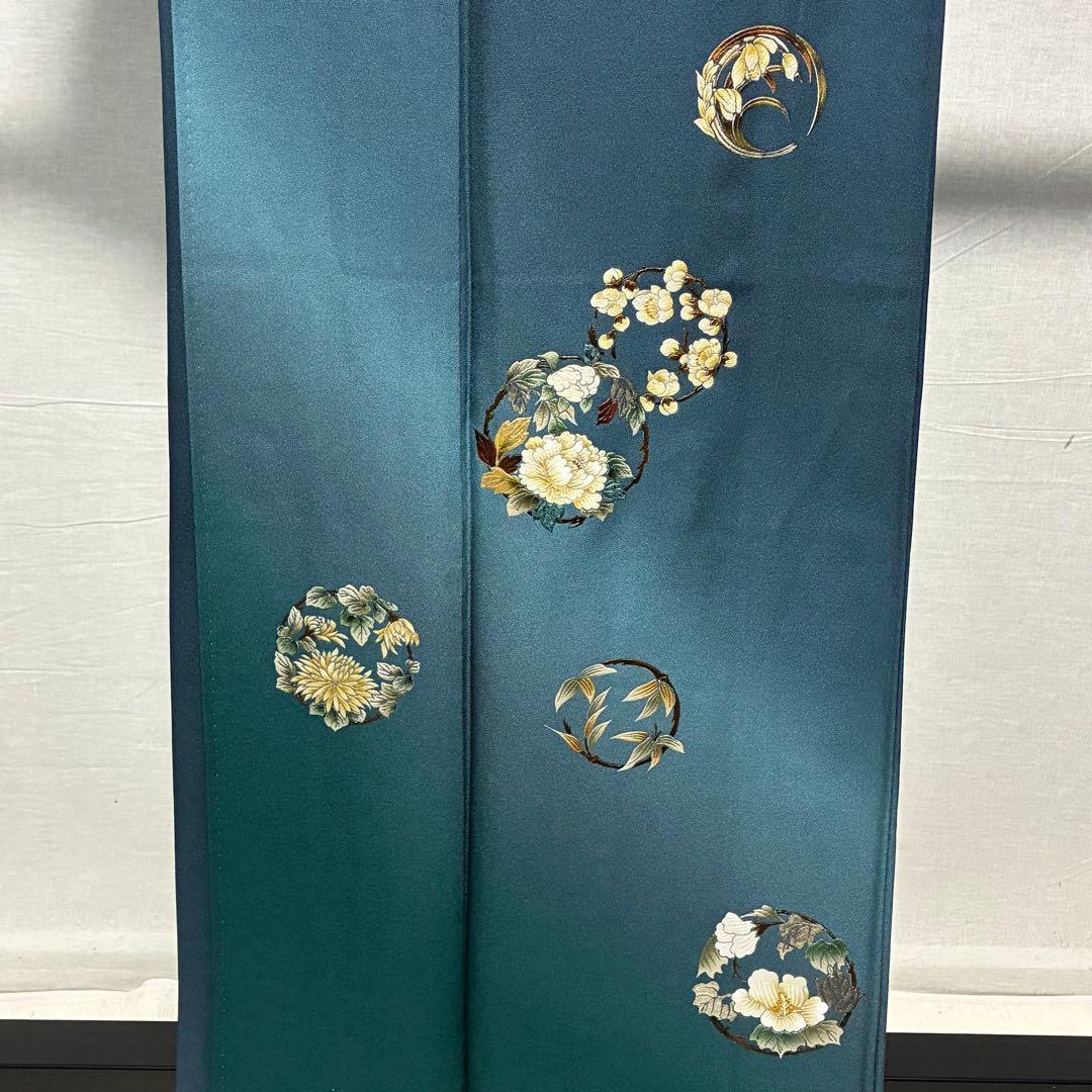 D62 訪問着 花模様 正絹 着物 袷 未使用極美品