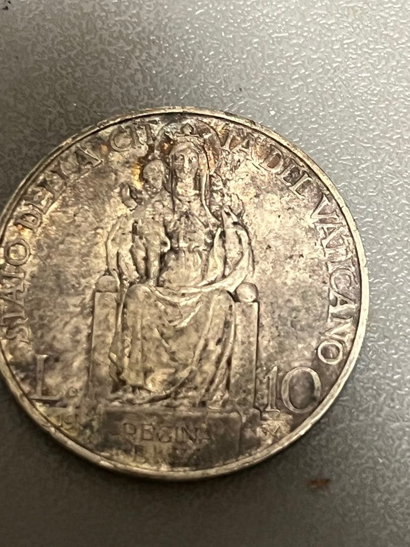 イタリア バチカン 10リラ 銀貨 ピオ6世 未使用 フィレンツェ購入