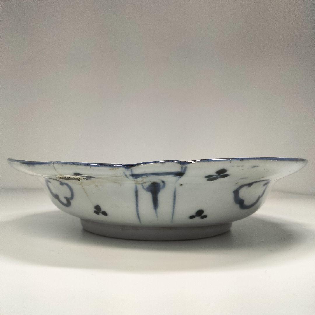 Ｙ556-6 明治期 古伊万里 染付 中皿 魚文 直径17㎝ QQQ