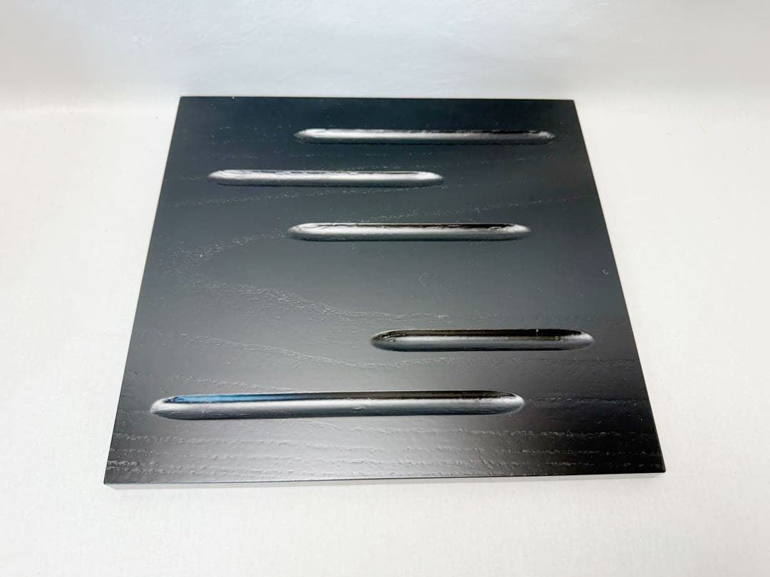 茶道具 草山造 黒真塗 面取道安風炉 土風炉 前瓦 底瓦 鉋目板 敷板 陶印4点