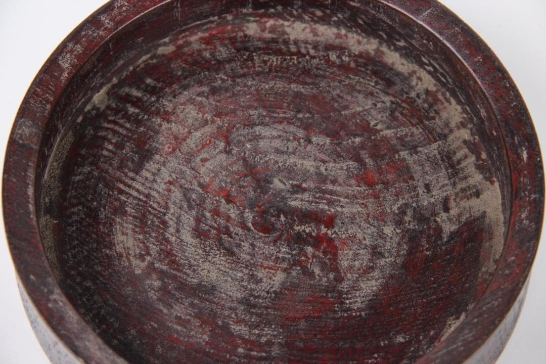 明末清初中国 木胎 黒漆 筒形容器 民窯 民用 漆器 物入れ ED11-23