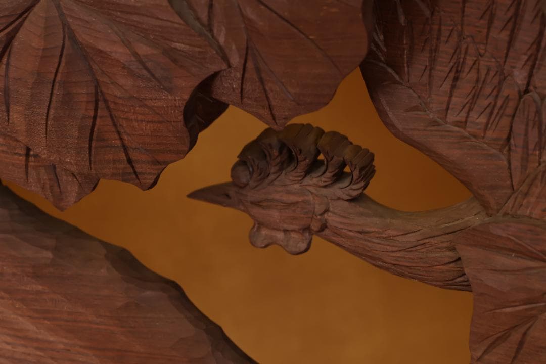 越中井波彫刻　名工　横山一夢　最高傑作　書院欄間　鳳凰図　細密彫刻　木彫