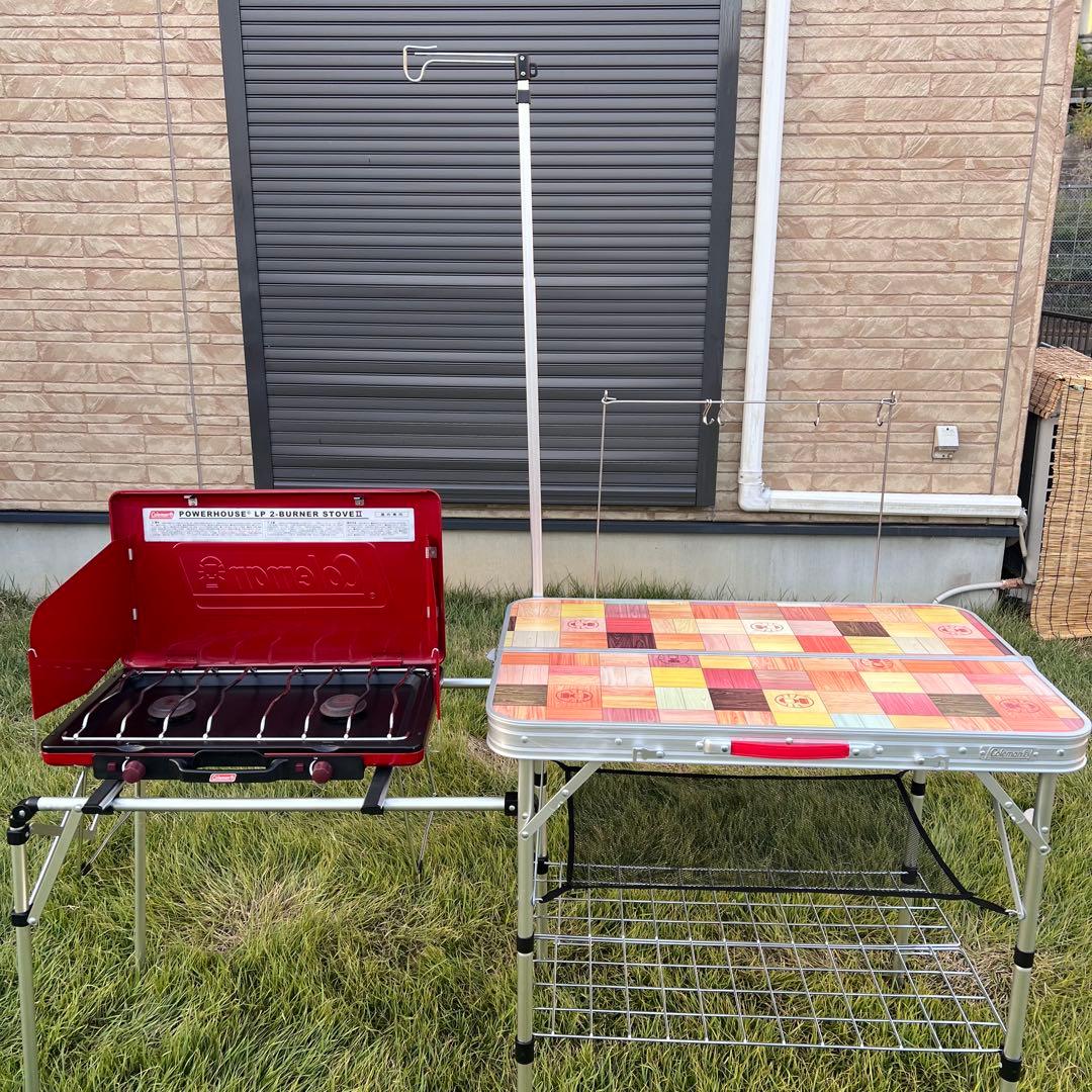 【美品】Coleman キッチン台　ツーバーナー　セット　コンロ　キャンプ