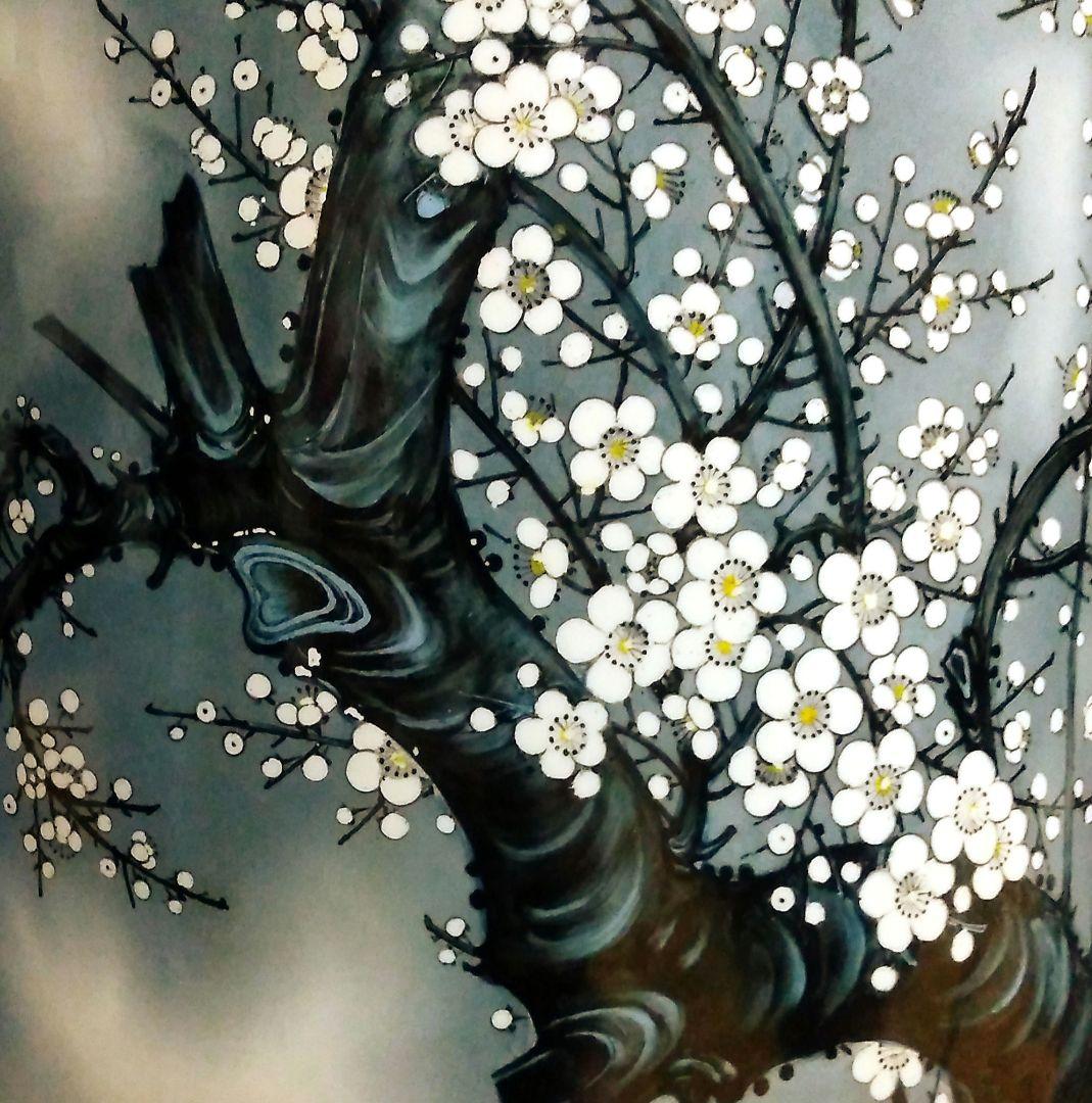 ★超特大158cm　【飾り壺　花鳥画　白梅と雀の図】沖縄本島引取限定　現物確認可