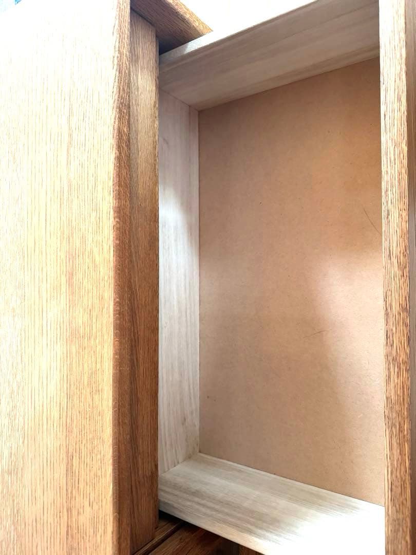 unico AV・TVボードキャビネット オーク材 テレビ台 ガラス扉付き