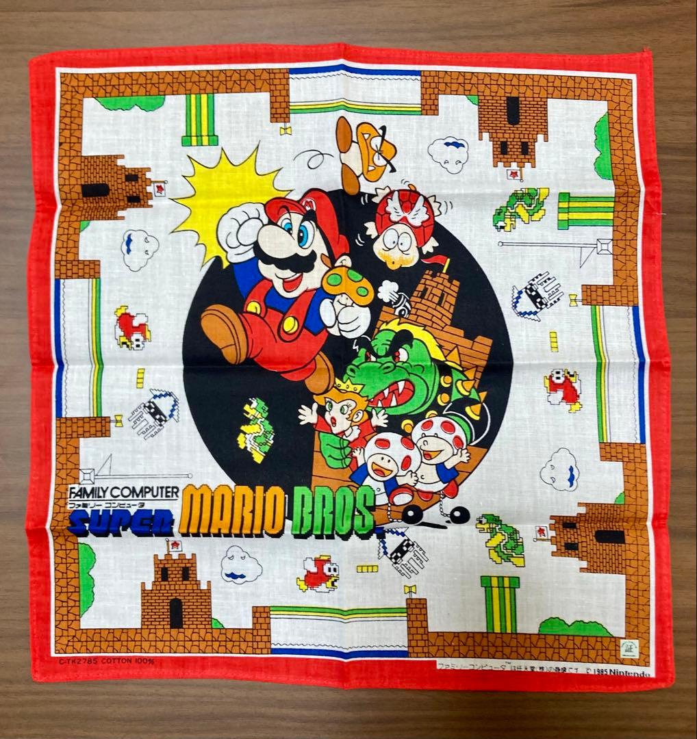 【極美品】スーパーマリオ ハンカチ 当時物 新品 1985 昭和レトロ 希少レア