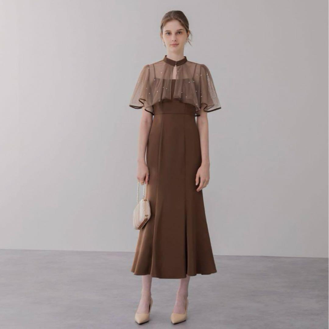 【LEJA】パールパイピングボレロ付き2wayマーメイドフレアロングドレス