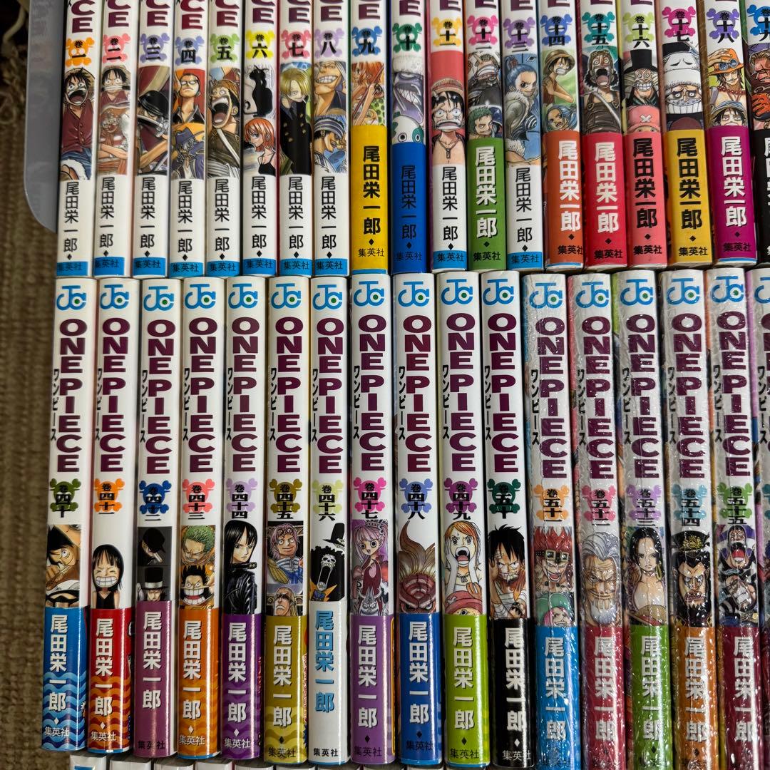 全巻初版 ワンピース1巻～113巻 ●帯、冊子、はがき●全巻セット ●半分新品●