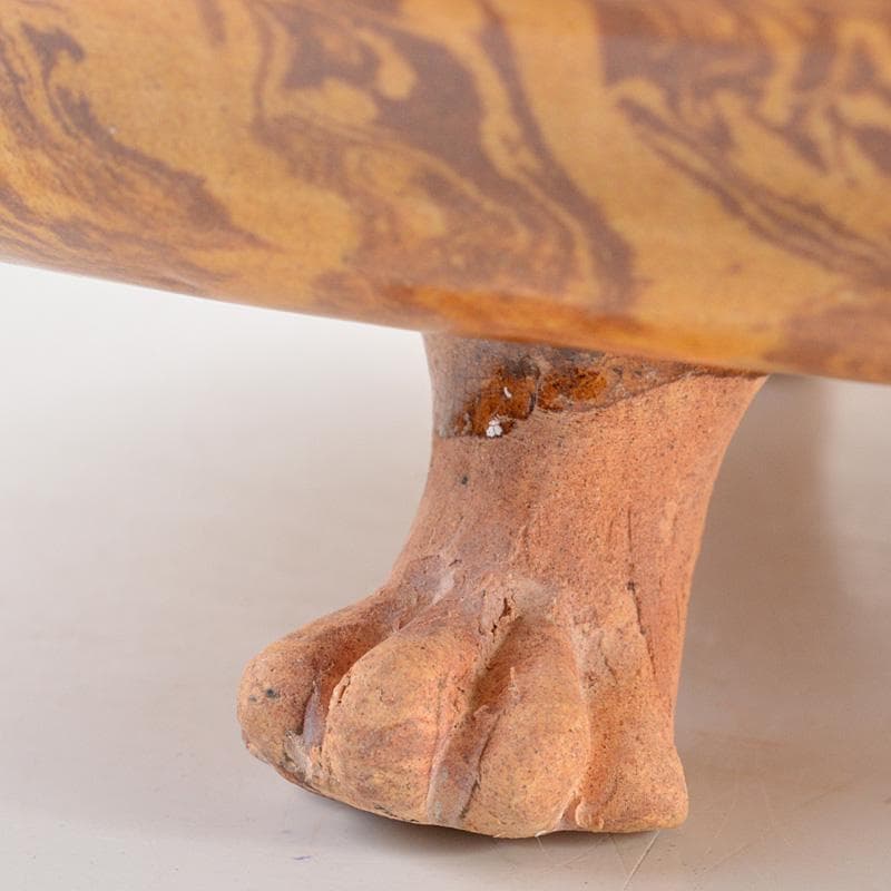 中国　唐代　練込盤　三獣足皿　V　R7271