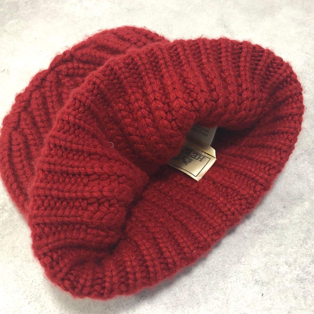 美品✨HERMES カシミヤ100％ ニット帽 Sサイズ レッド ユニセックス