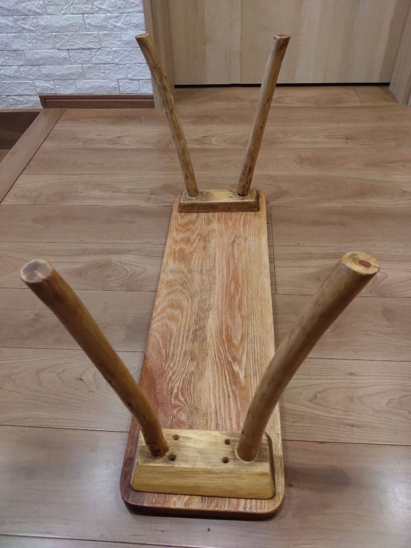 欅のベンチ79　値下げ❕テーブル　長寿のケヤキの杢目が綺麗ですよ❕脚は檜の硬い枝