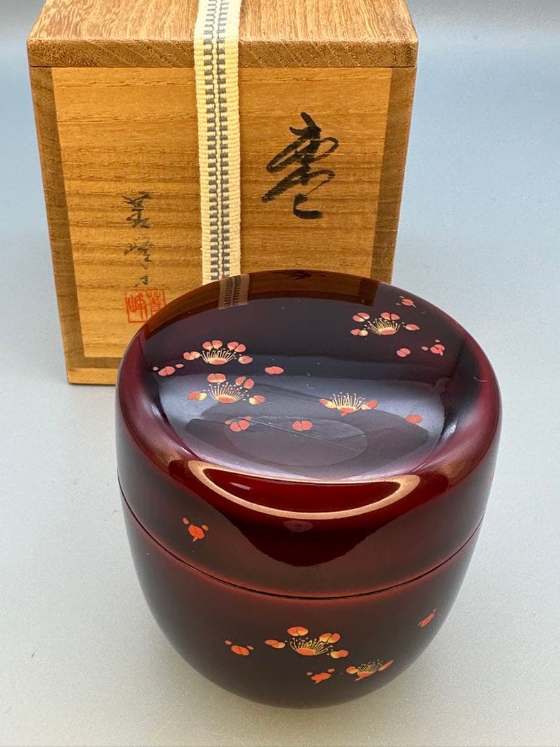 茶道具　棗　古今菁峰　沈金梅棗