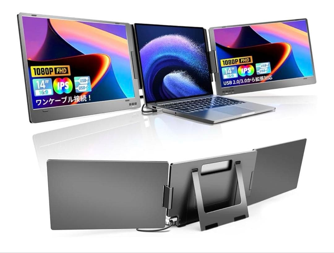 ROADOM モバイルモニター 14インチ トリプルモニター