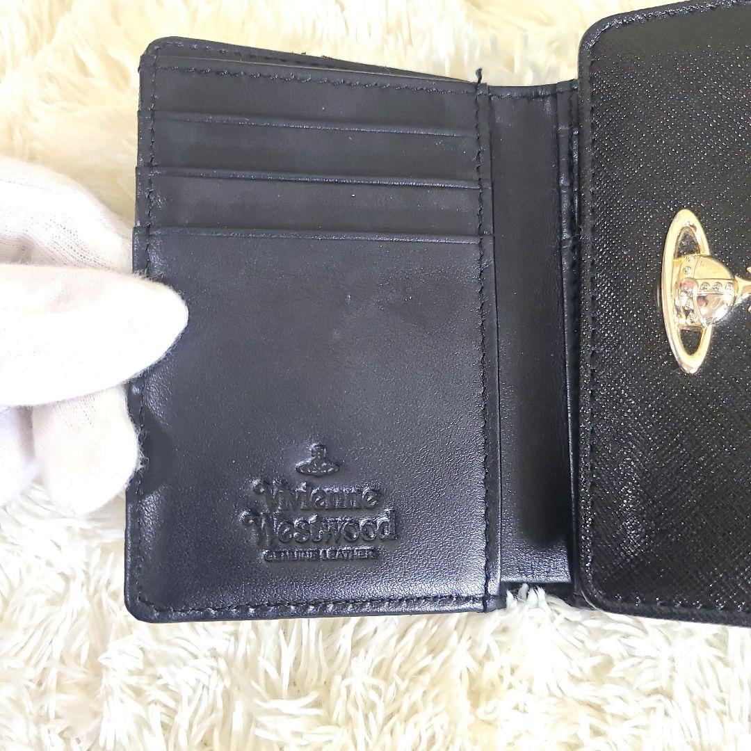 ヴィヴィアンウエストウッド 三つ折り財布 がま口 レザー オーブ ブラック