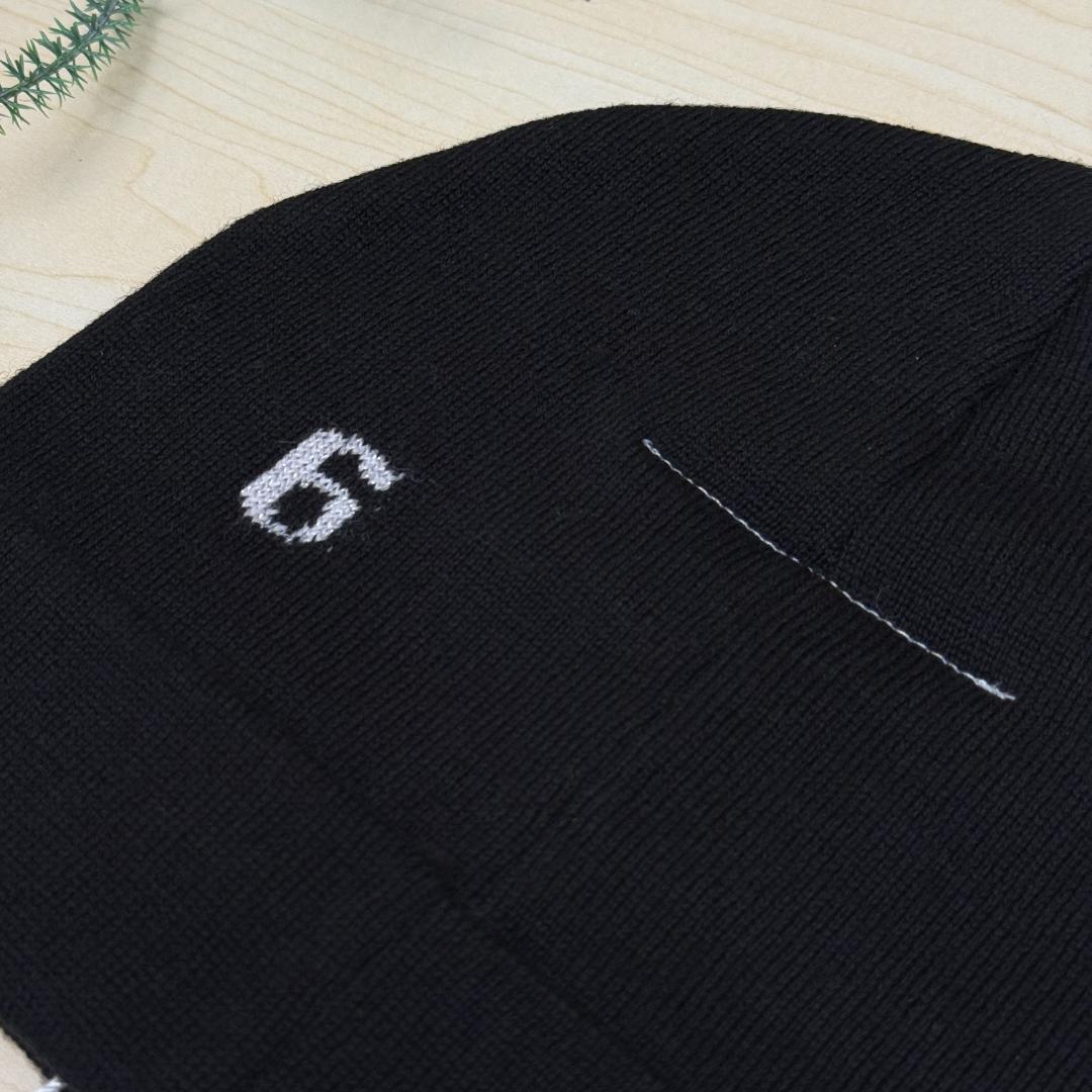 極美品 MM6 エムエムシックス メゾンマルジェラ ニット帽 ブラック ロゴ