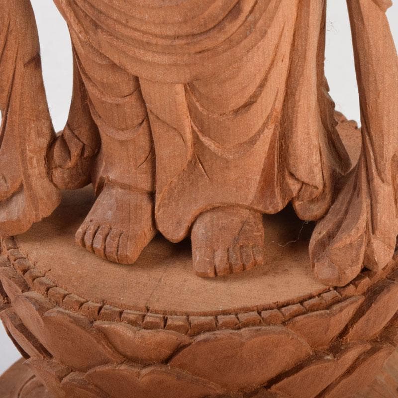 仏教美術　木彫　観音菩薩立像　仏像　置物　在銘　高さ約46cm　V　8764