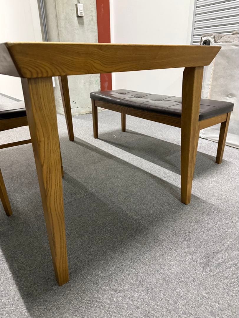 清美堂　ダイニングテーブル&イス２脚、ベンチセット　※直接引取、近隣配送限定