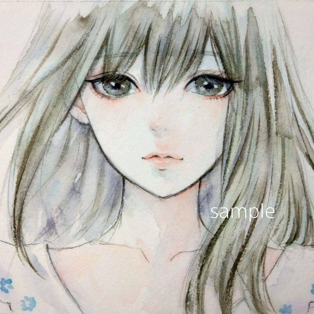 絵画　手描きイラスト　肉筆原画　水彩画　美人画