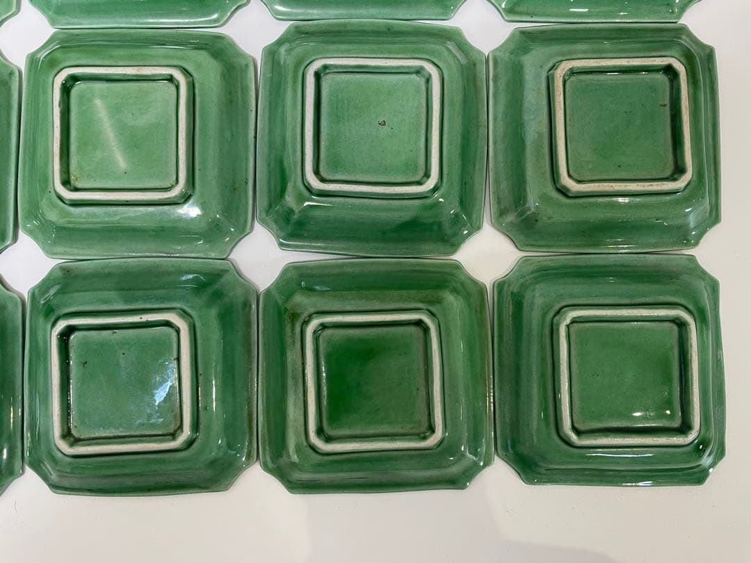 珉平焼 民平焼 小皿 淡路珉平焼 手塩皿 アンティーク20枚 龍 緑 グリーン