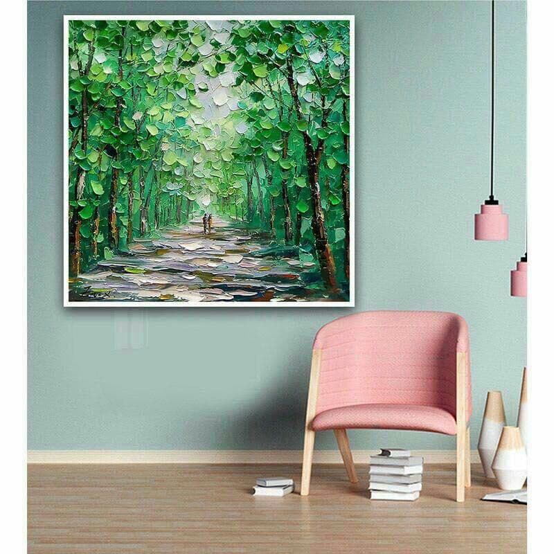 ミニマリストのモダンな手描きの風景油絵