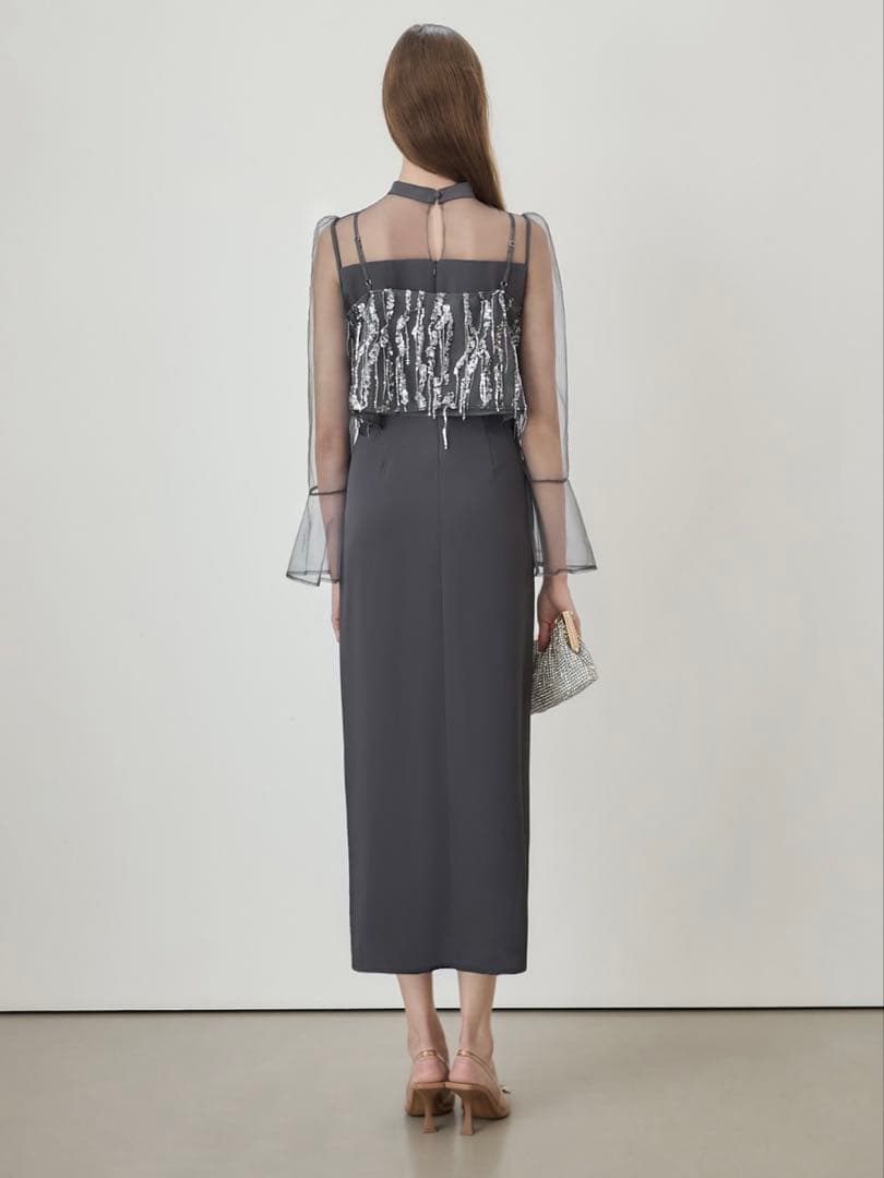 2WAYスパンコールビスチェチュールIラインワンピースドレス結婚式二次会成人式